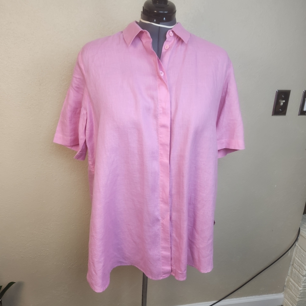 Selection By Ulla Popken Pink Linen Button Down Shirt US16/18 (5948)